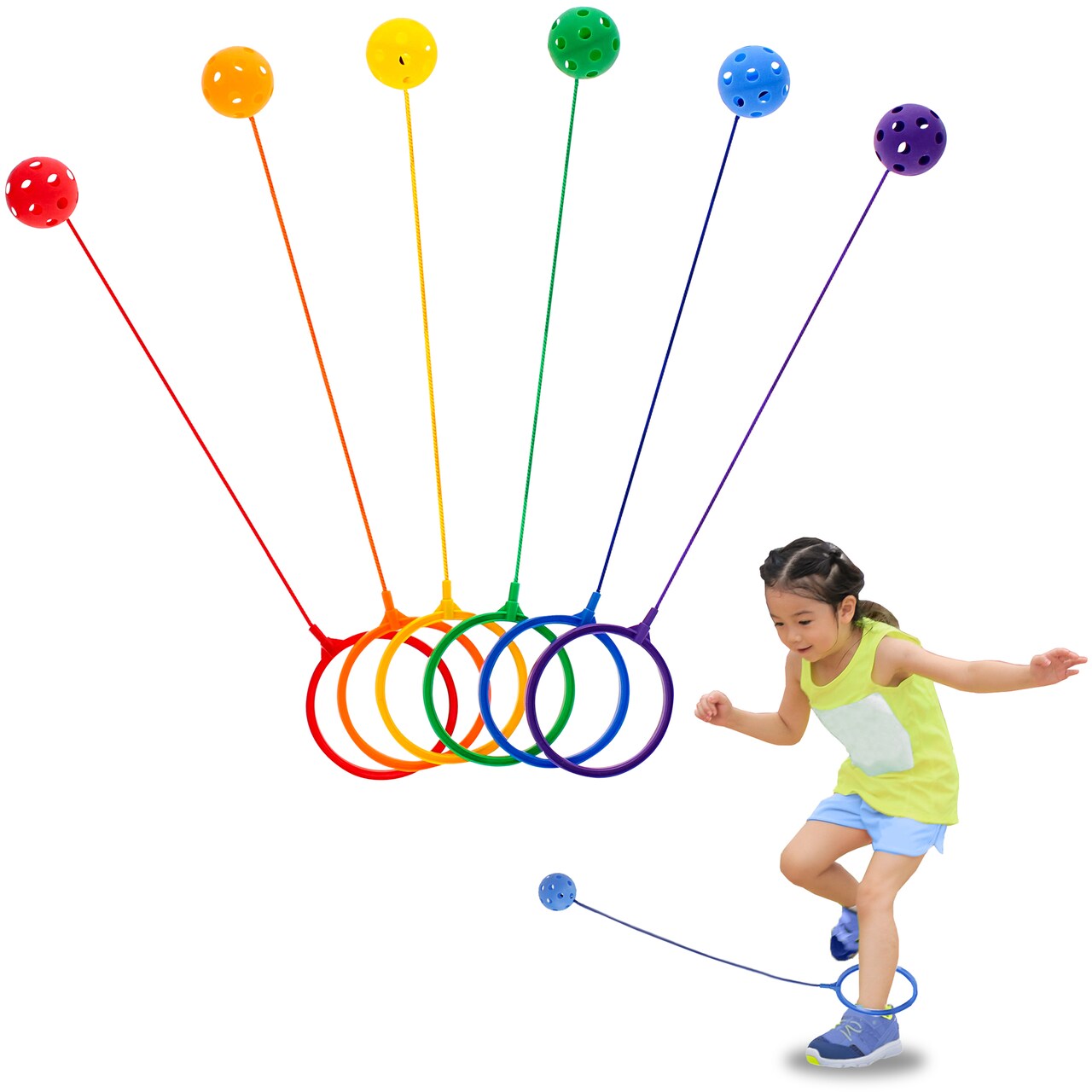 Get Out! Jump Leg Swing Ball Toy Set in 6 Assorted Colors - Ankle Skip Ball Game